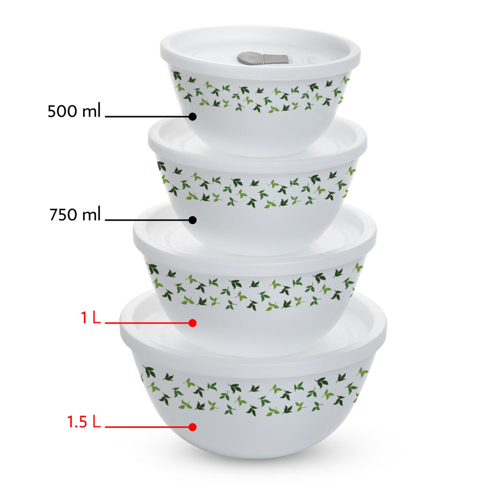 Larah by Borosil Sage 4 pc Mixing Bowl, 1 L + 1.5 L