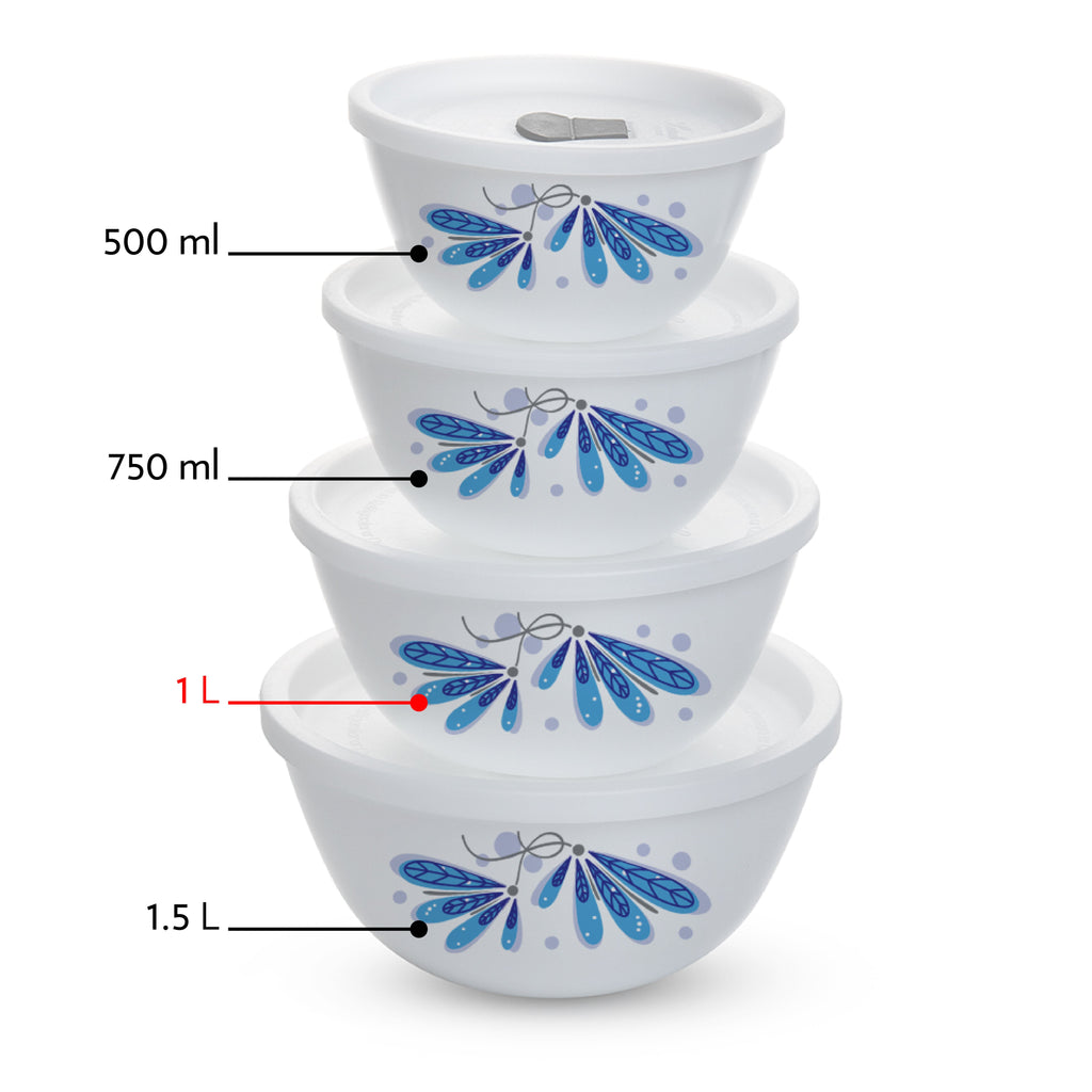 Larah by Borosil Twilight 4 pc Mixing Bowl, 1 L x 2