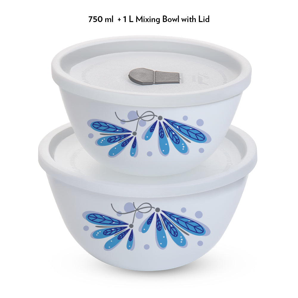 Larah by Borosil Twilight 4 pc Mixing Bowl, 1 L + 750 ml