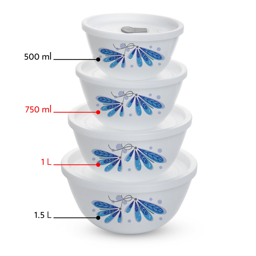 Larah by Borosil Twilight 4 pc Mixing Bowl, 1 L + 750 ml