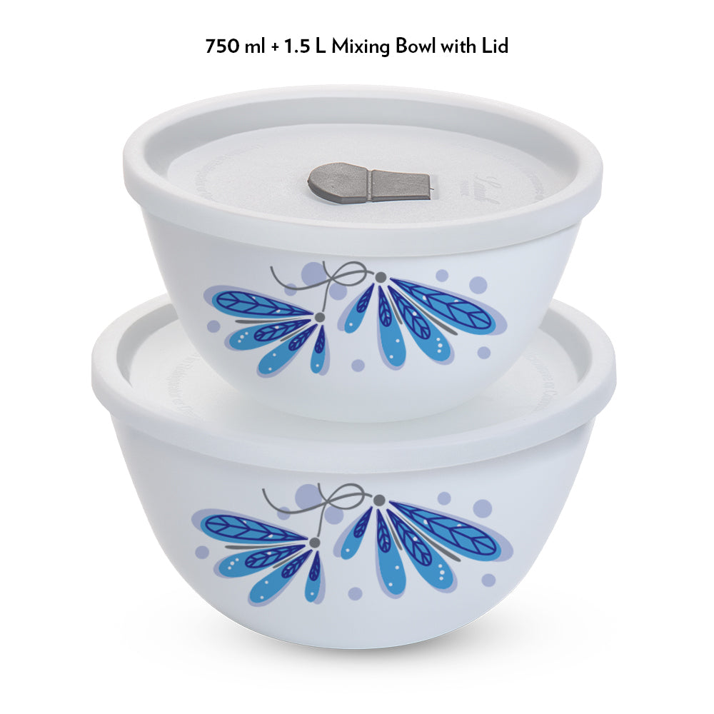 Larah by Borosil Twilight 4 pc Mixing Bowl, 1 .5 L + 750 ml