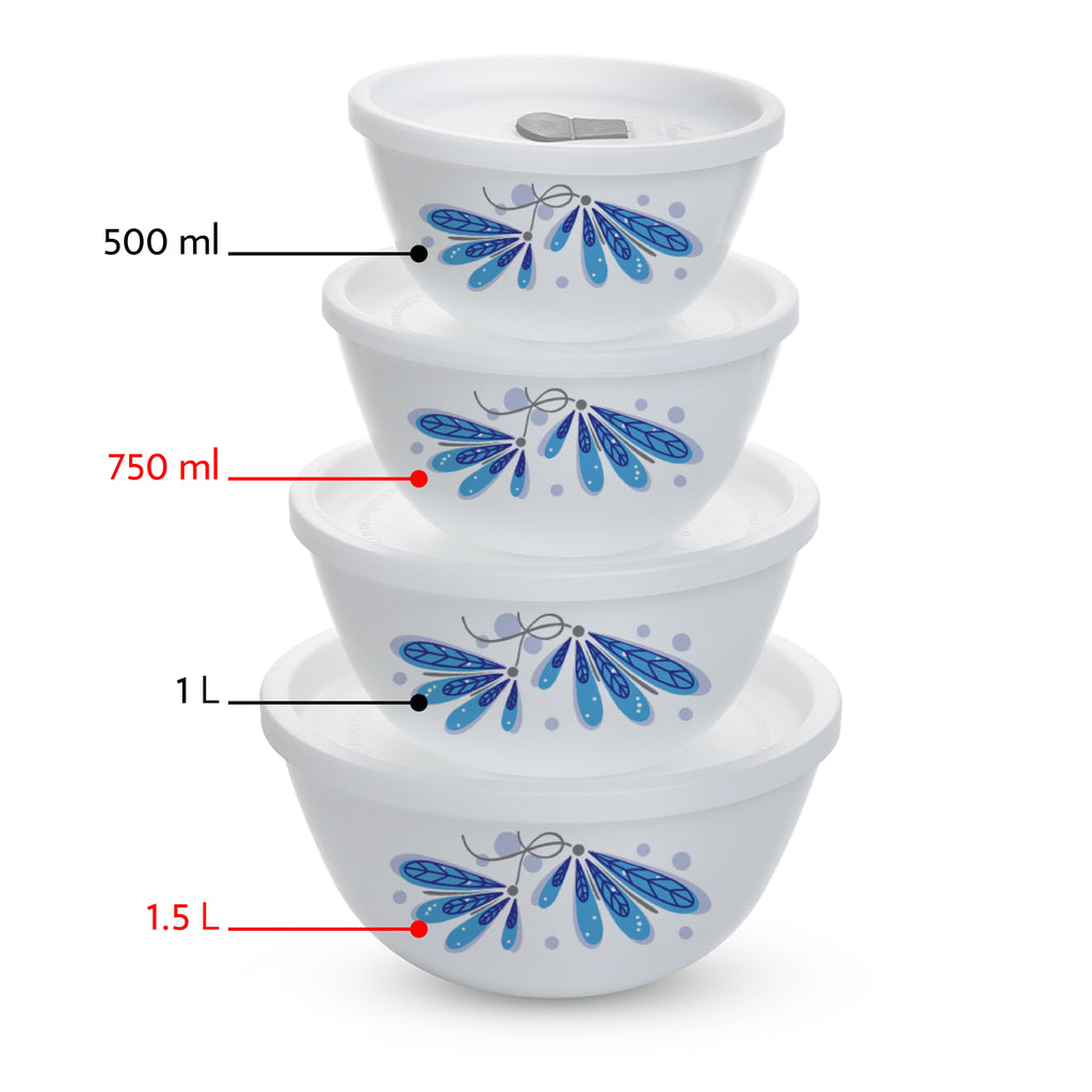 Larah by Borosil Twilight 4 pc Mixing Bowl, 1 .5 L + 750 ml