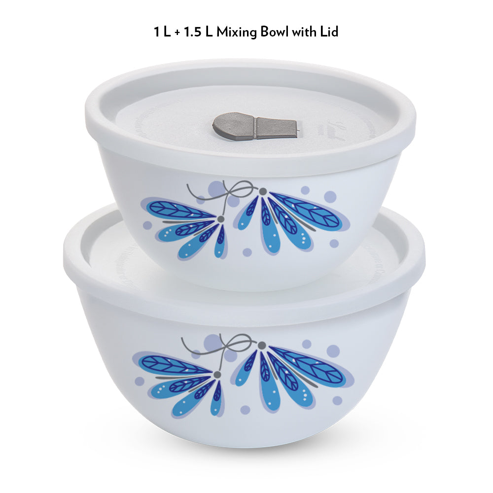 Larah by Borosil Twilight 4 pc Mixing Bowl, 1 L + 1.5 L