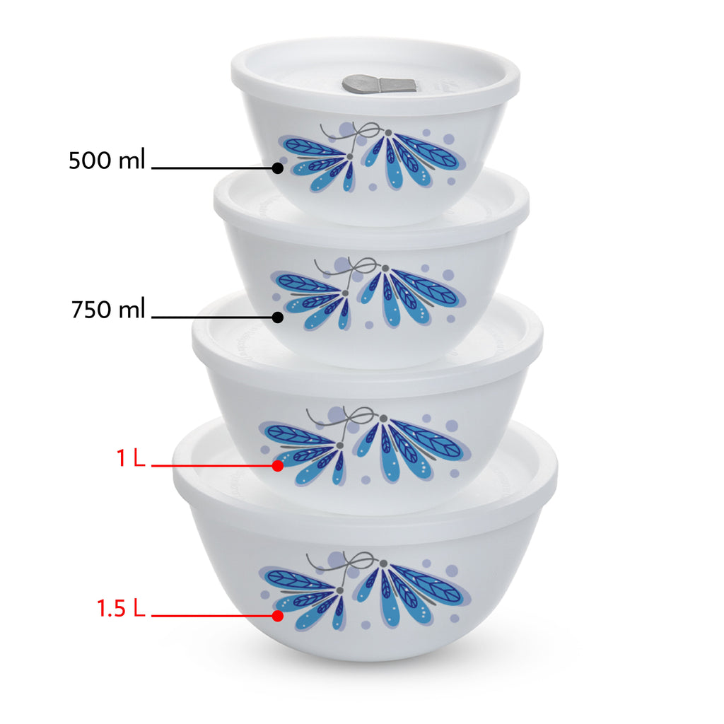 Larah by Borosil Twilight 4 pc Mixing Bowl, 1 L + 1.5 L