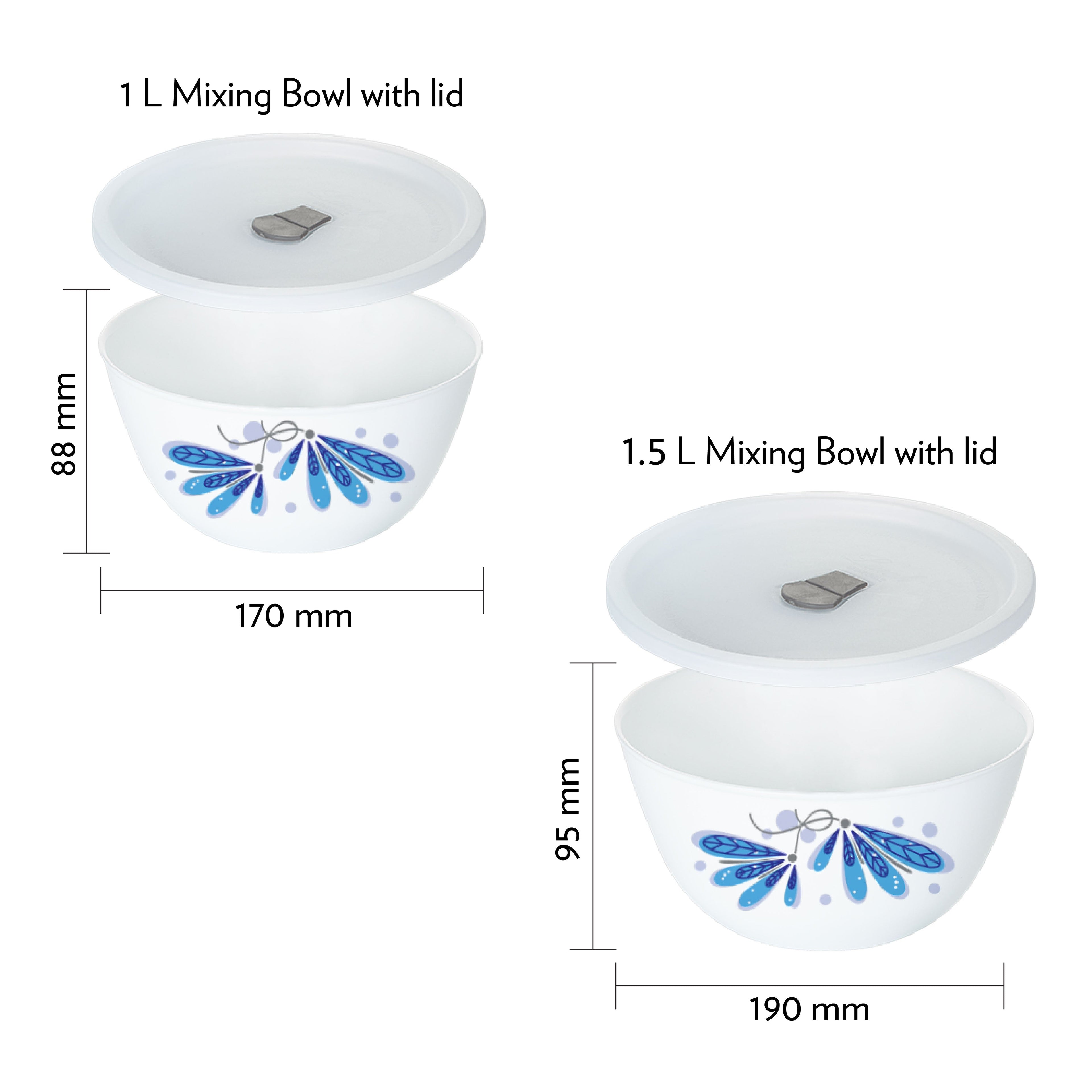 Larah by Borosil Twilight 4 pc Mixing Bowl, 1 L + 1.5 L