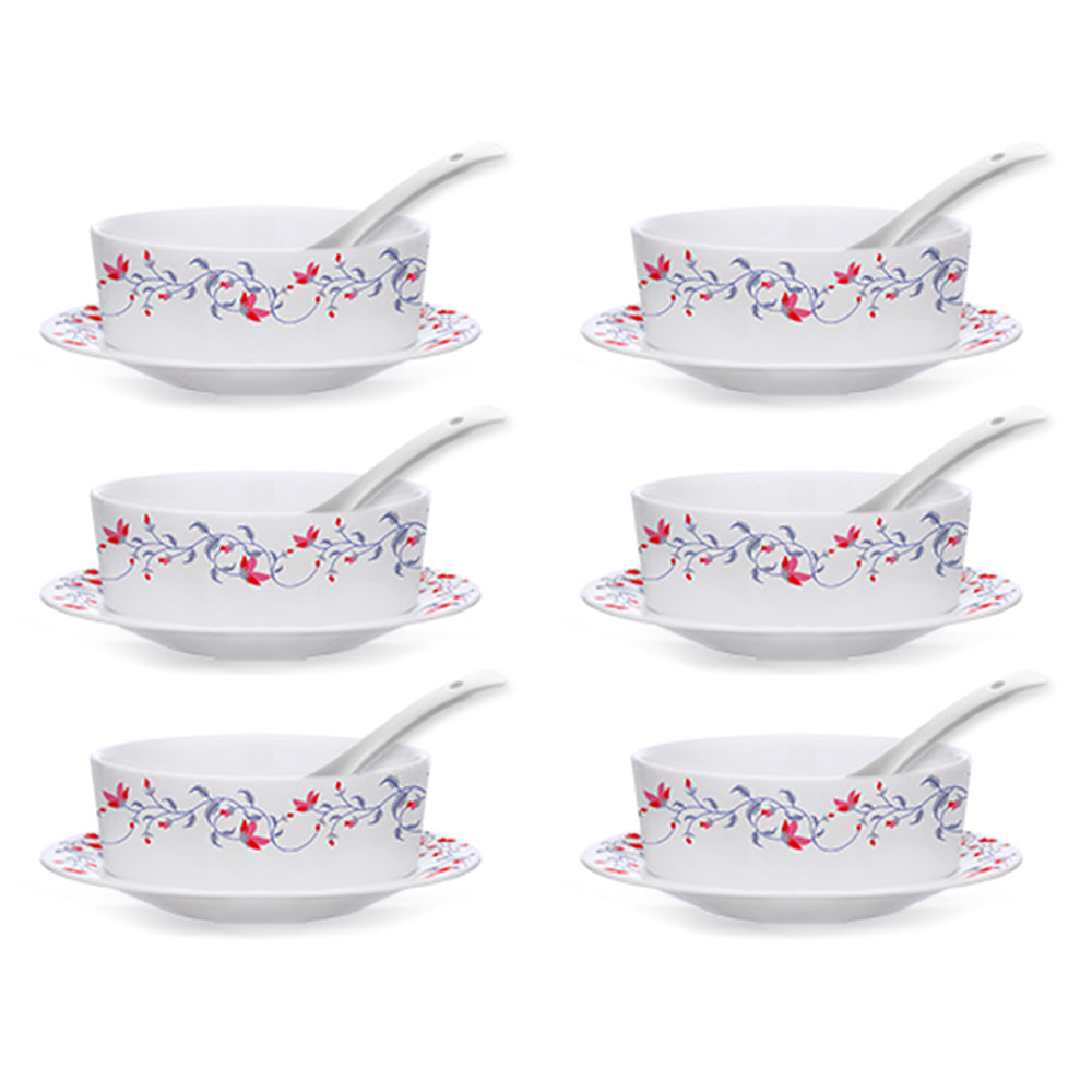 Larah by Borosil Pentas Soup Bowl w Saucer Set Serves 6
