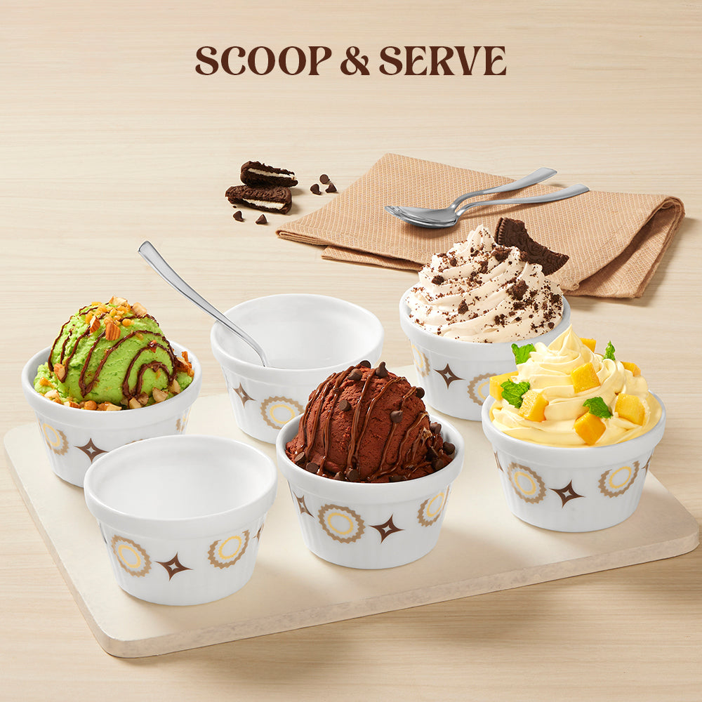 Larah by Borosil Cassata Ice Cream Bowl Set, 6 pc