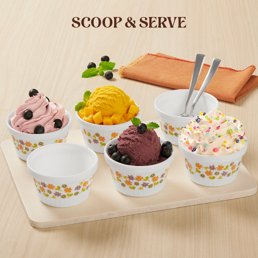 Larah by Borosil Delight Ice Cream Bowl Set, 6 pc