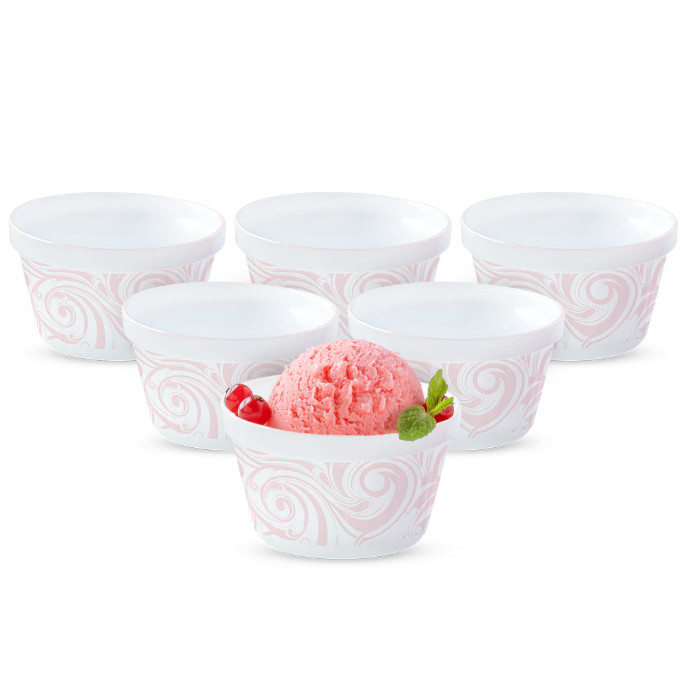 Larah by Borosil Frosty Red Ice Cream Bowl Set, 6 pc