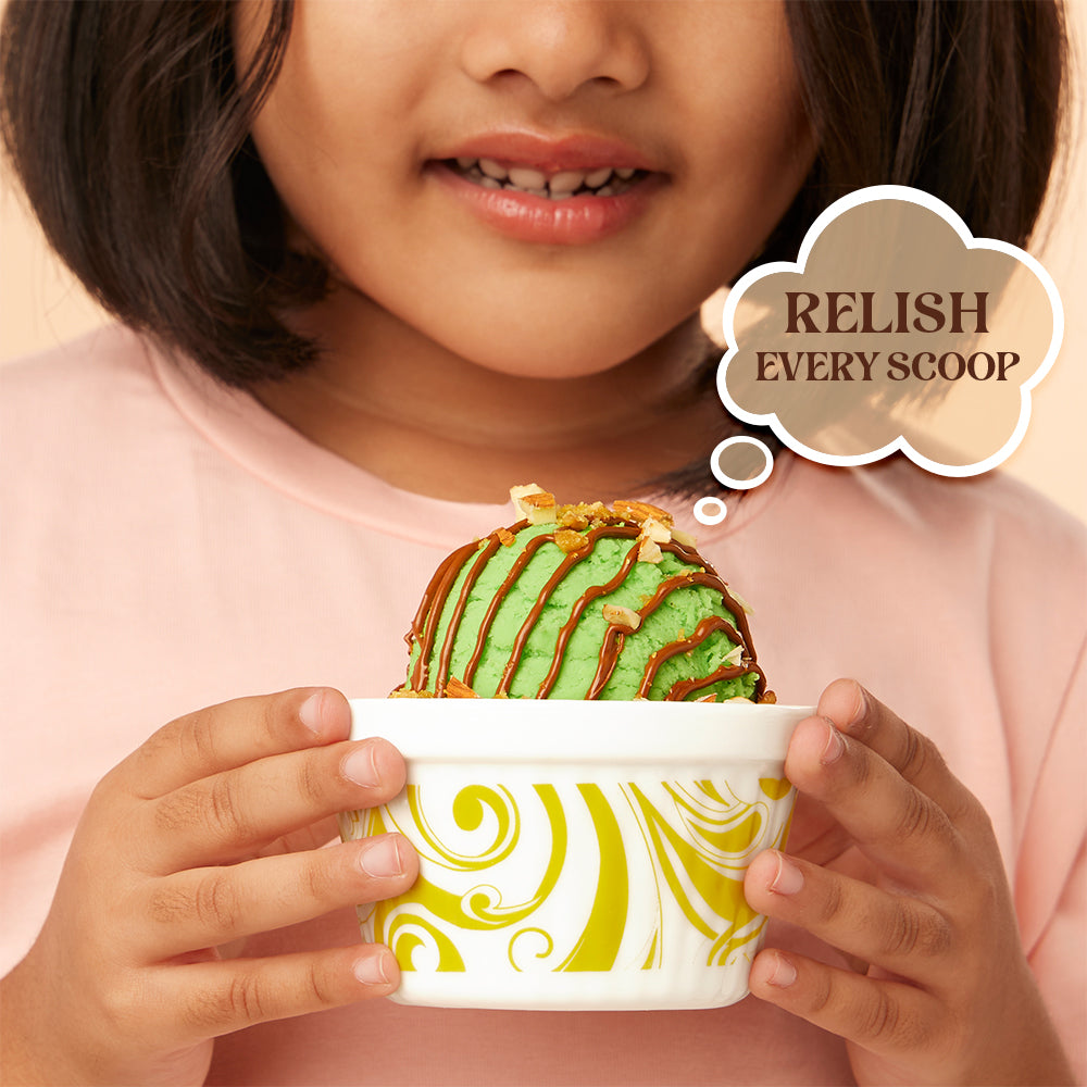 Larah by Borosil Frosty Green Ice Cream Bowl Set, 6 pc