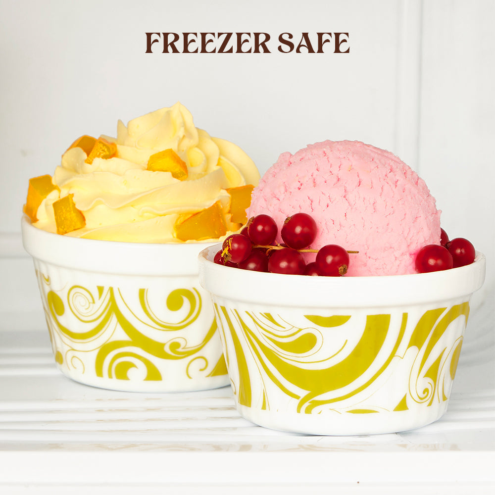 Larah by Borosil Frosty Green Ice Cream Bowl Set, 6 pc