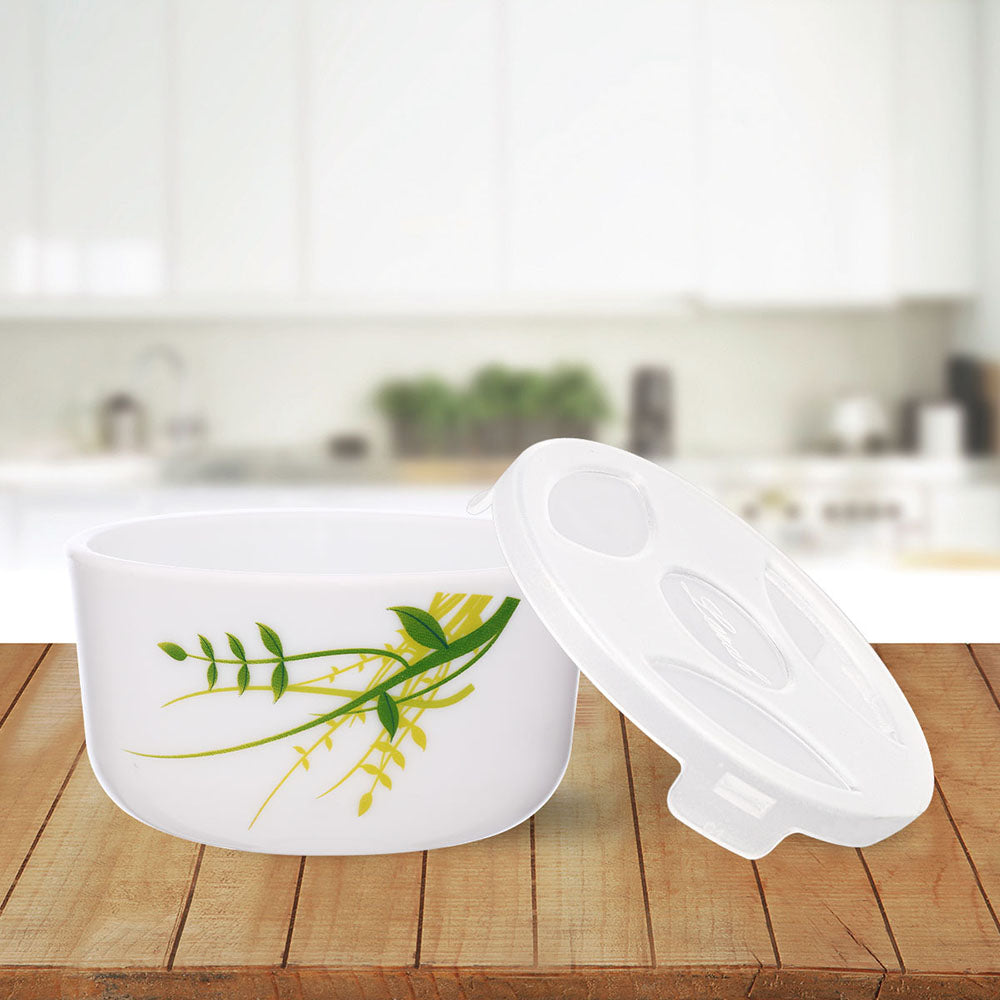 My Borosil Opalware Bowls & Katoris 6 pc Set Green Herbs Katori w Lid