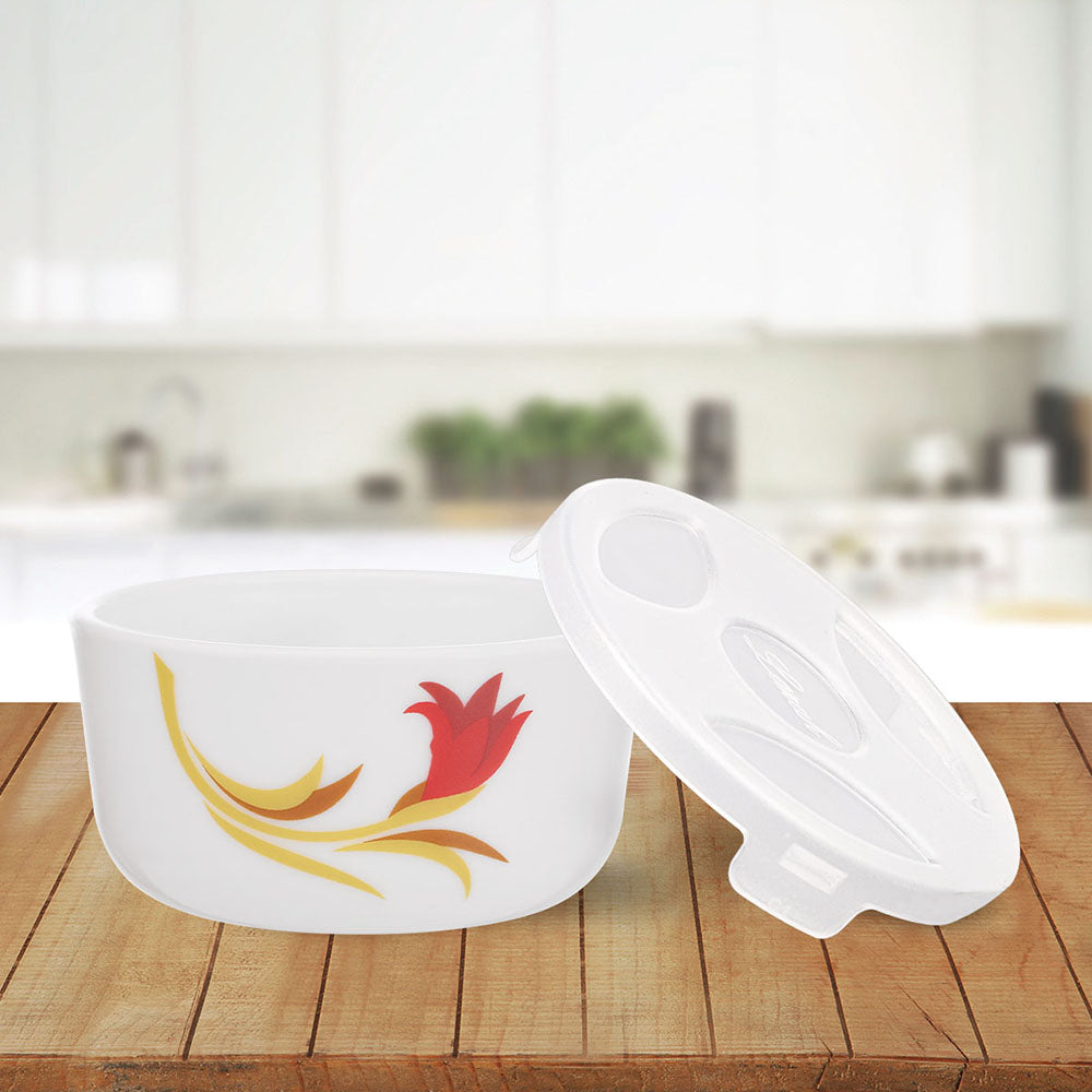 My Borosil Opalware Bowls & Katoris 6 pc Set Red Lily Katori w Lid