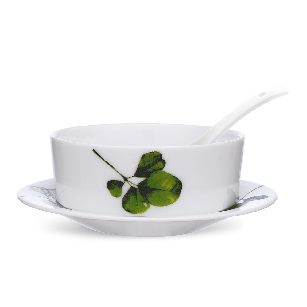 Larah by Borosil Oval Soup Bowl w Saucer Set