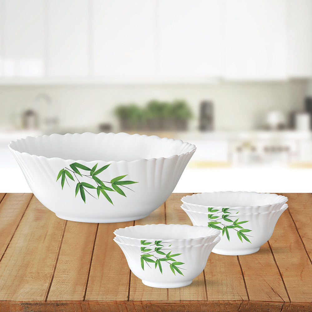 Larah by Borosil Bamboo Leaves Pudding Set, 5 pc