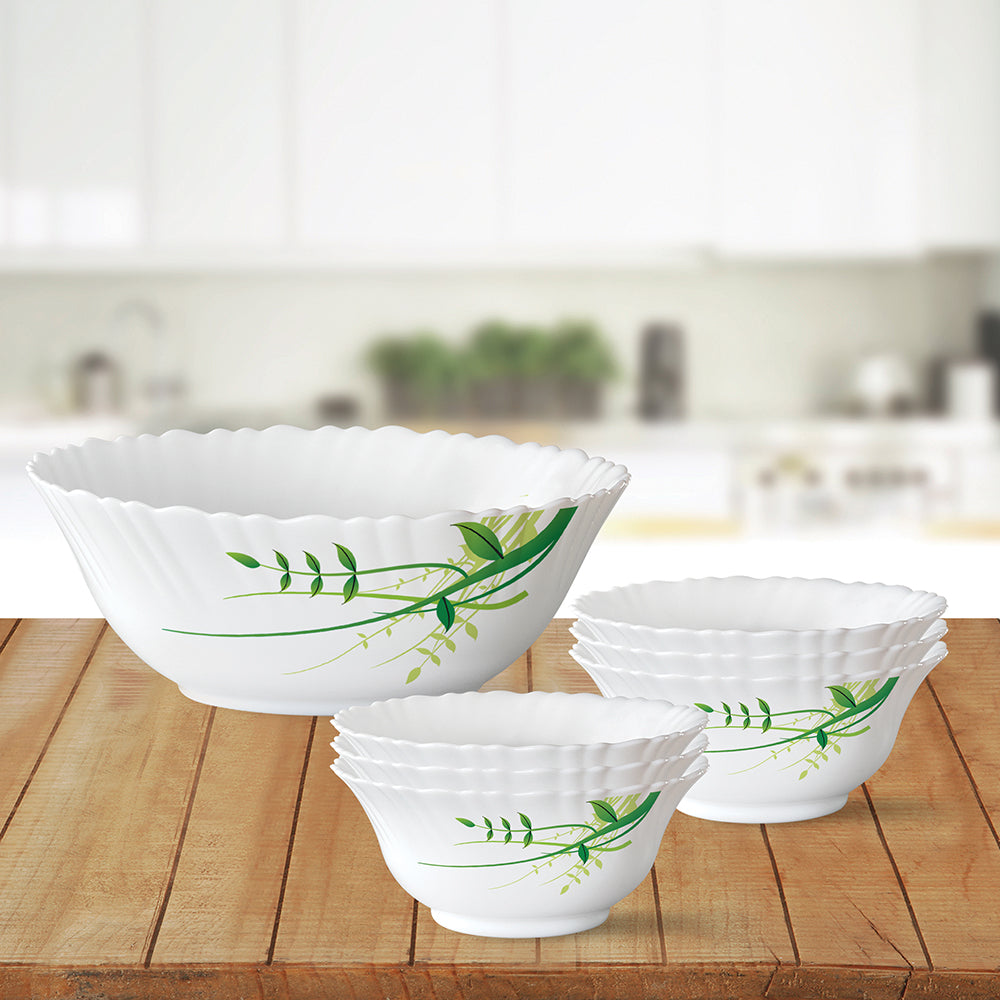 Larah by Borosil Green Herbs Pudding Set, 7 pc (Small)