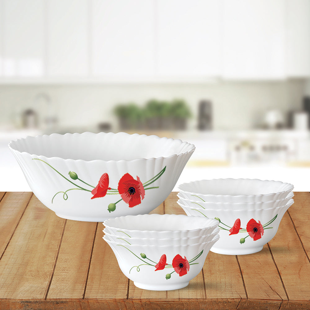 Larah by Borosil Red Carnation Pudding Set, 7 pc (Large)