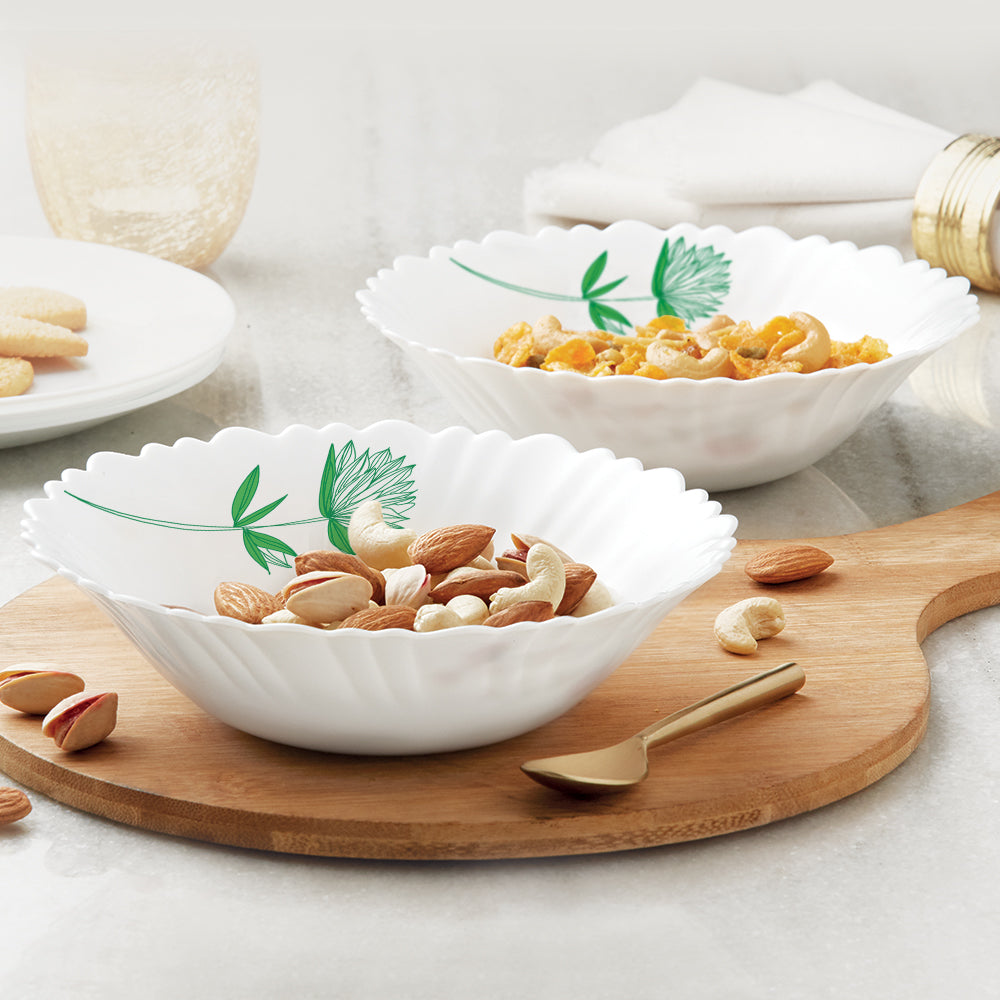 Larah by Borosil Green Lily Multipurpose Bowl, 4 pc Set