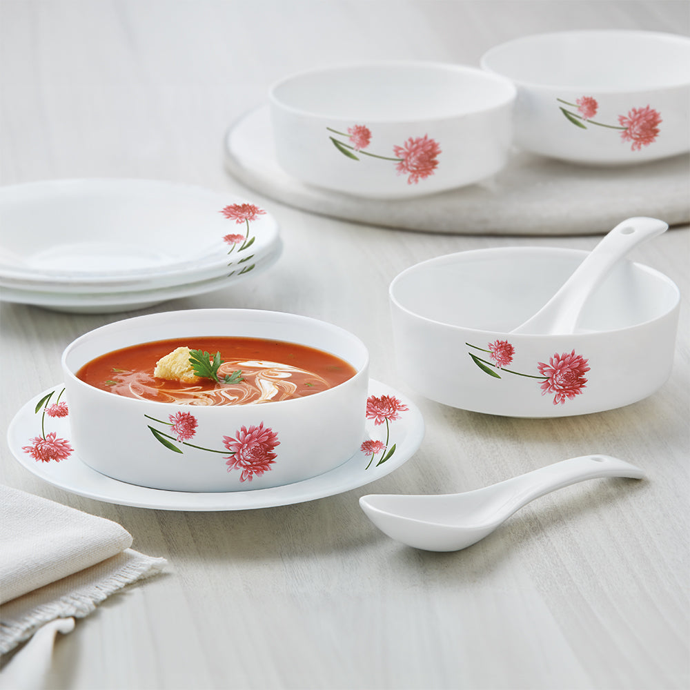 My Borosil Opalware Bowls & Katoris Serves 6 Larah by Borosil Belle Soup Bowl w Saucer Set