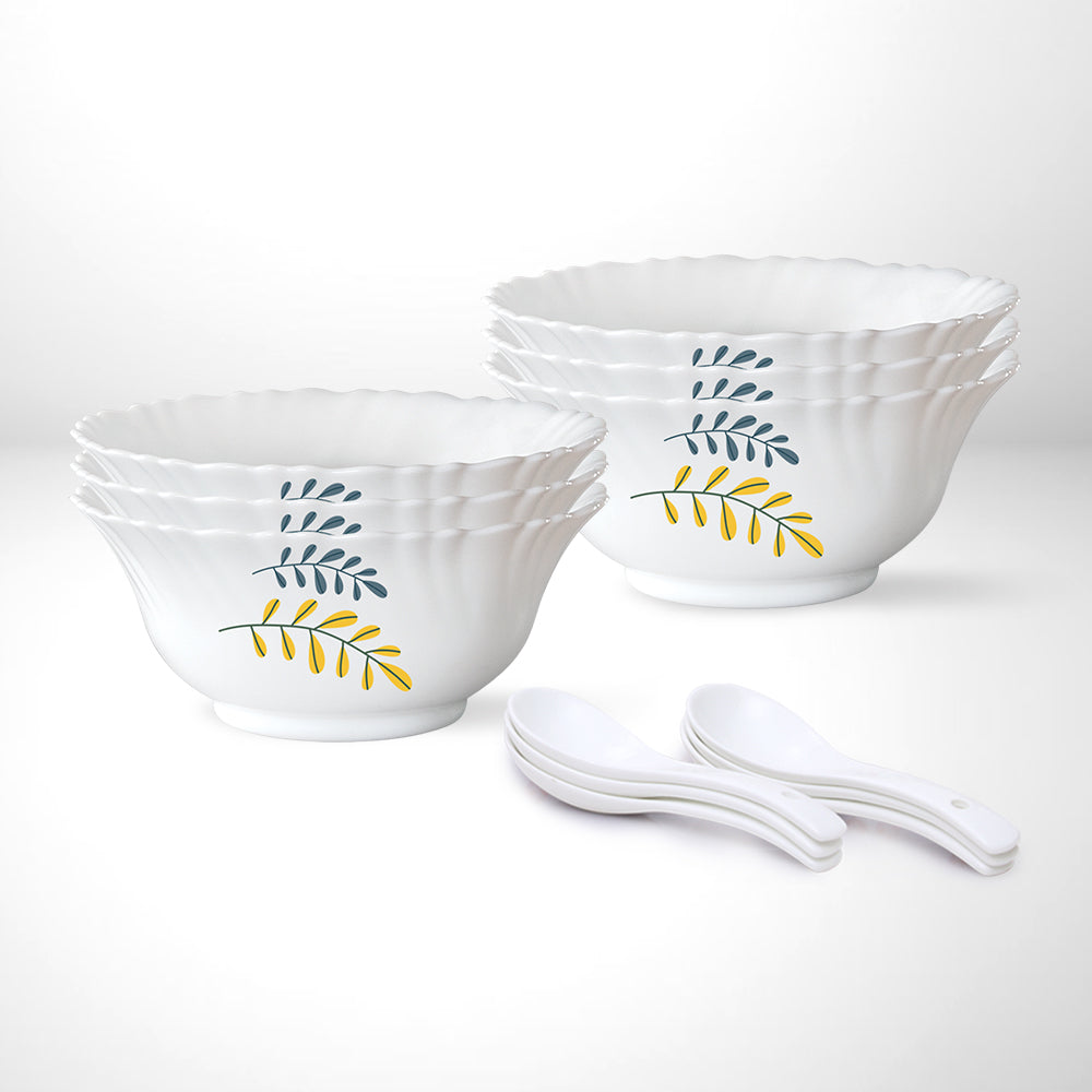 My Borosil Opalware Bowls & Katoris Serves 6 Larah by Borosil Niva Soup Bowl w Spoon