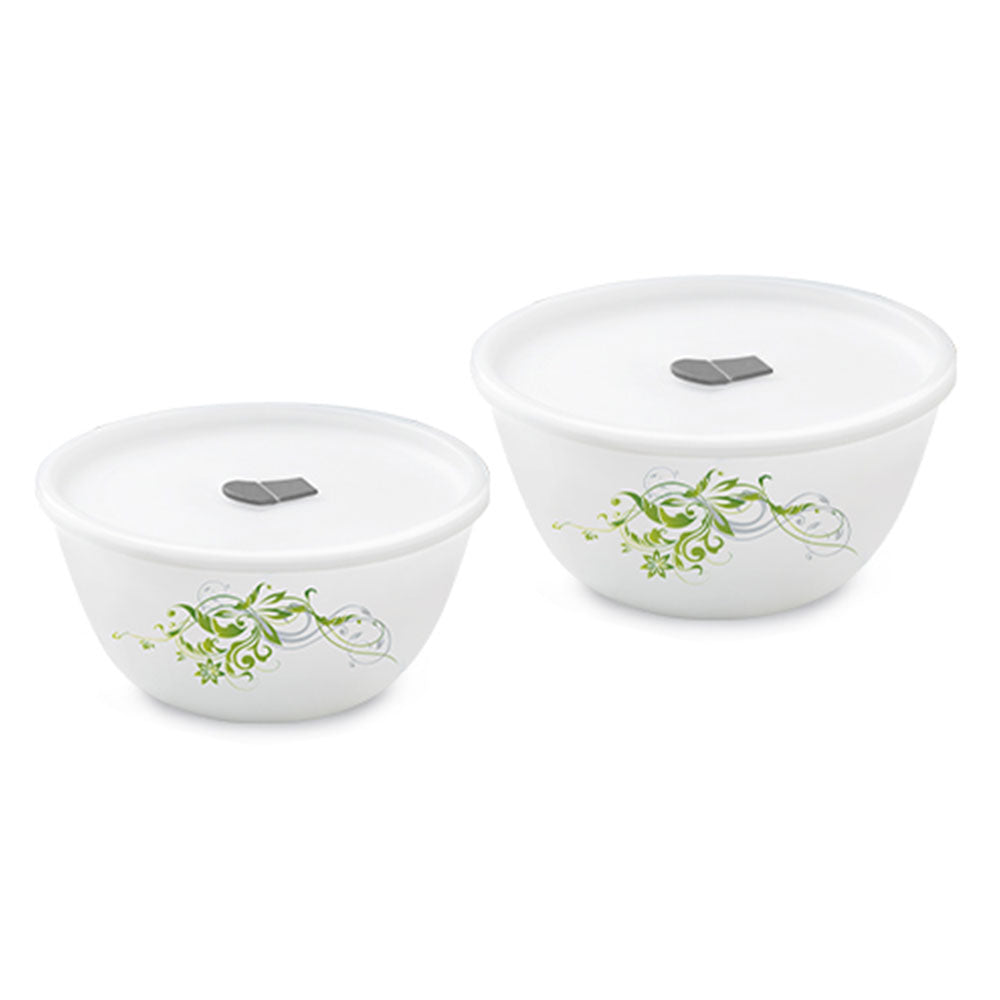 Larah by Borosil Erba Mixing Bowl Set w Lid, 500ml + 750ml + 1 L