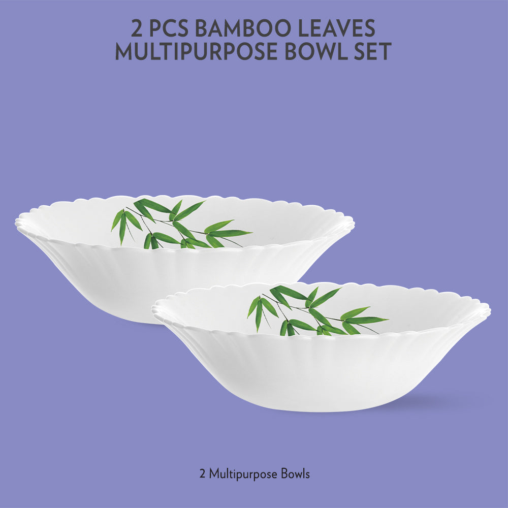 Larah by Borosil Bamboo Leaves Multipurpose Bowl, 4 pc Set