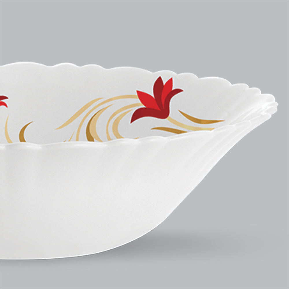 Larah by Borosil Red Lily Multipurpose Bowl, 4 pc Set